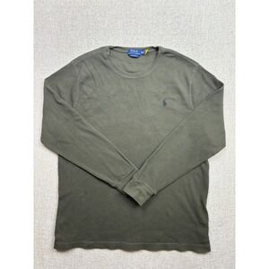 Polo Ralph Lauren Mens XXL Custom Slim Fit Waffle Knit Thermal Shirt Olive Green